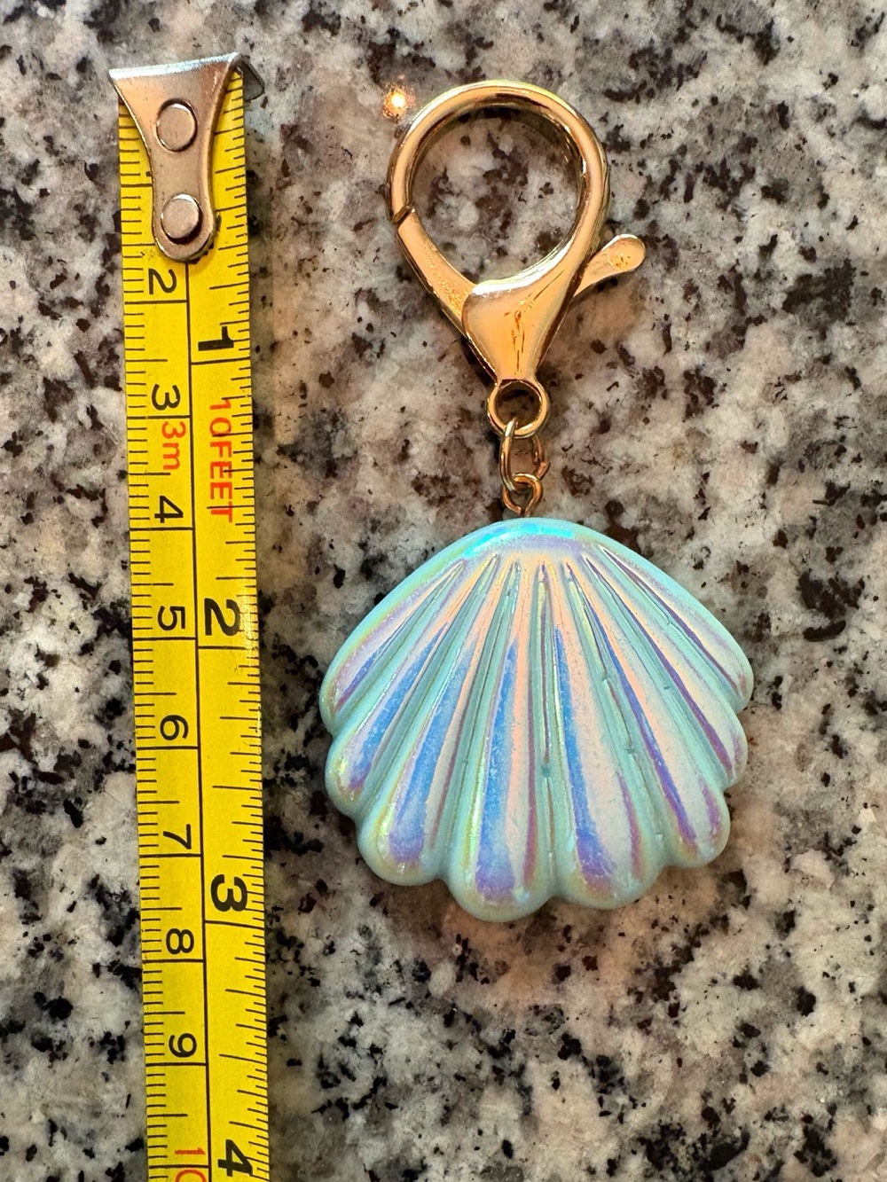 ♥️💖 Coastal Iridescent Blue Shimmer Seashell Bag Charm or Keychain NWOT